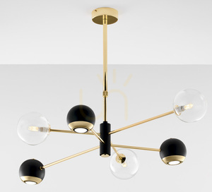 Candelabru Jupiter MOKA 1967 auriu-negru, sticlă transparentă, 3xG9 3xGU10 small 11