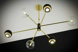 Candelabru Jupiter MOKA 1967 auriu-negru, sticlă transparentă, 3xG9 3xGU10 small 13