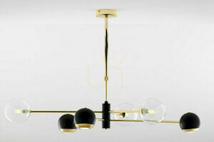 Candelabru Jupiter MOKA 1967 auriu-negru, sticlă transparentă, 3xG9 3xGU10 small 0