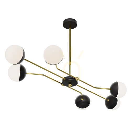 Verifica Lustră Jupiter TRENTO 1981 aurie și neagră, 6×G9, 128 cm