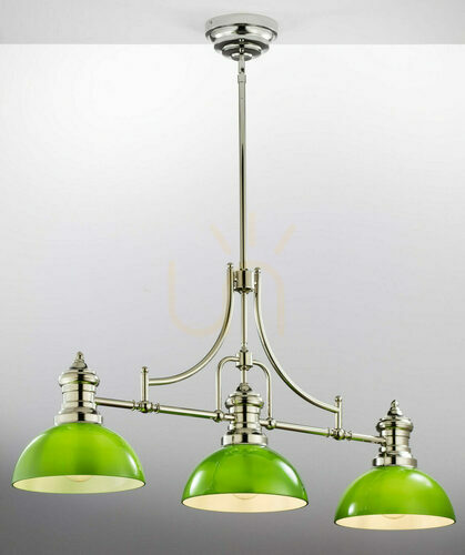 Verifica Lustră Jupiter PLATINO 2072, nichel lucios și verde, 3×E27, 121 cm