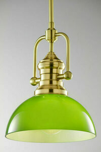 Lampă suspendată Jupiter PLATINO 2073, verde și finisaj de alamă periată, 1×E27 small 3