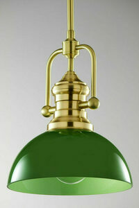 Lampă suspendată Jupiter PLATINO 2073, verde și finisaj de alamă periată, 1×E27 small 4
