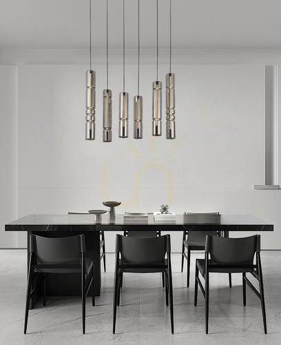 Verifica Lampă suspendată Aviano CILINDRO 6223-0610, 6 abajururi, LED 54 W 3000 K, neagră
