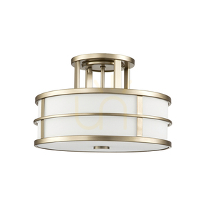 Plafonieră semi-aplicată Fusion 3xE27 – alamă naturală vopsită, sticlă opal – Feiss / Elstead small 1