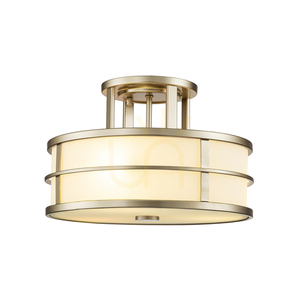 Plafonieră semi-aplicată Fusion 3xE27 – alamă naturală vopsită, sticlă opal – Feiss / Elstead small 0
