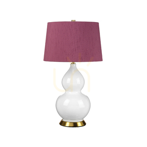 Lampă de masă Isla cu abajur mov - 1 sursă de lumină - alb / alamă patinată Elstead small 0