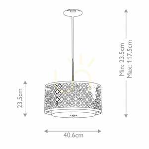 Lustră suspendată Ziggy medie 2xE27 – argintiu lăcuit, abajur cu rețea și sticlă opal – Elstead small 6