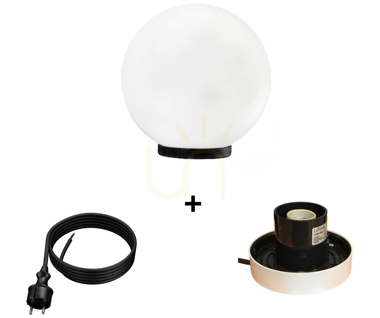 LUNA BALL 30 cm minge decorativă strălucitoare de grădină, inclusiv cablu și inel decorativ de montare - PREMIUM - UV - LUNARES