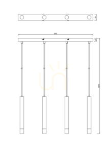 Lampă suspendată Zuma Line Velic, 4×G9, auriu și negru, 60 cm, P241125804GD small 1
