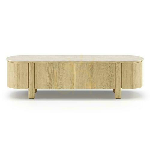 Verifica CECILE TV Cabinet stejar natural, Travertite Top