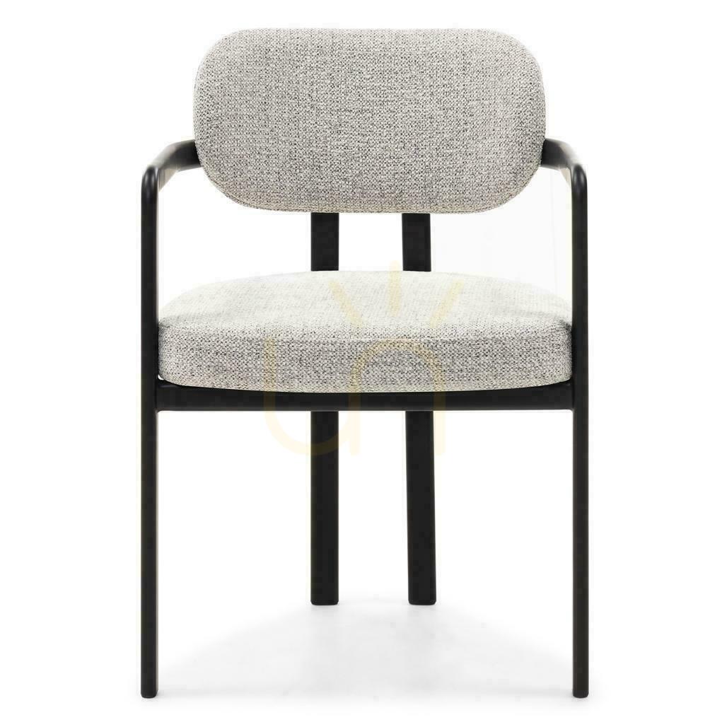 FLAIRE Taupe Upholstered Chair with Black Legs