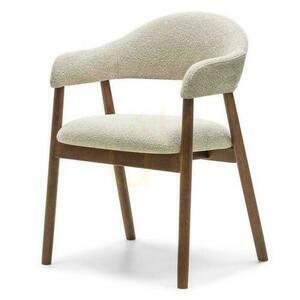 Set de 2 scaune tapițate LARIS Beige Boucle cu picioare din nuc italian small 3