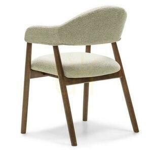 Set de 2 scaune tapițate LARIS Beige Boucle cu picioare din nuc italian small 5