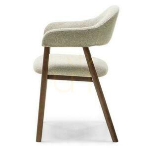 Set de 2 scaune tapițate LARIS Beige Boucle cu picioare din nuc italian small 6