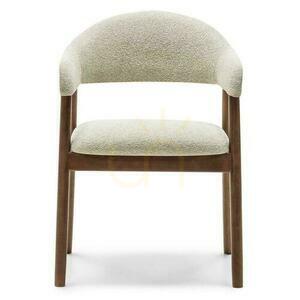 Set de 2 scaune tapițate LARIS Beige Boucle cu picioare din nuc italian small 0