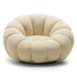 LOEL Bej Boucle Puff cu bază pivotantă small 0
