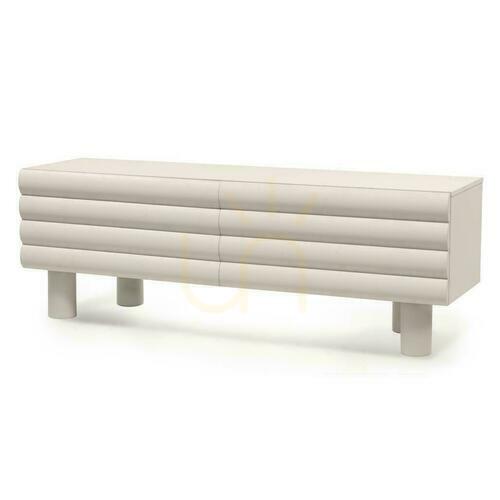 Verifica LUEL Beige TV Console Cabinet cu caneluri