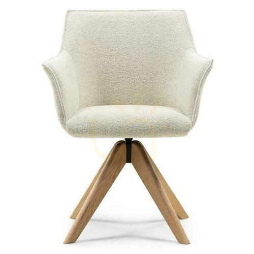 Verifica Set de 2 scaune pivotante MANER Cream cu picioare din stejar
