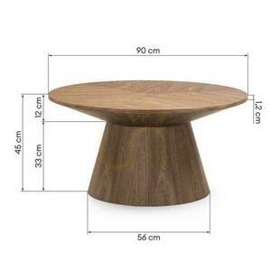 MARIEL Masă de cafea rotundă 90 cm furnir de nuc small 6