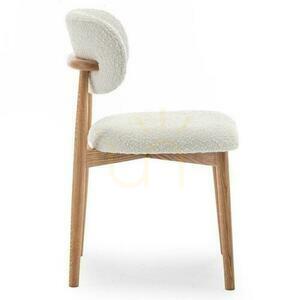 Set de 2 scaune tapițate MIA White Boucle cu picioare din stejar small 3