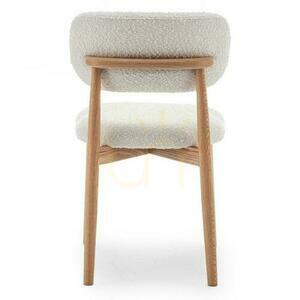 Set de 2 scaune tapițate MIA White Boucle cu picioare din stejar small 5