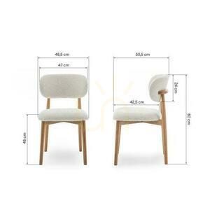 Set de 2 scaune tapițate MIA White Boucle cu picioare din stejar small 6