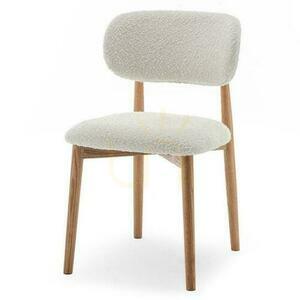 Set de 2 scaune tapițate MIA White Boucle cu picioare din stejar small 0
