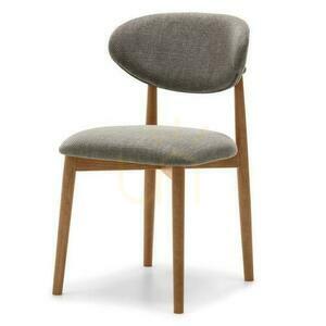 Set de 2 scaune tapițate MIA gri închis/nuc închis small 0