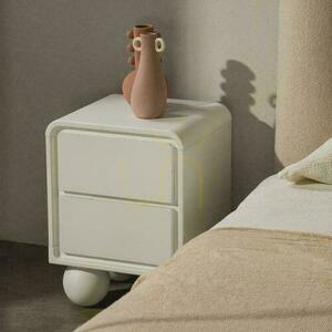 NORI Nightstand alb cu picioare rotunde small 1
