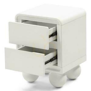 NORI Nightstand alb cu picioare rotunde small 3
