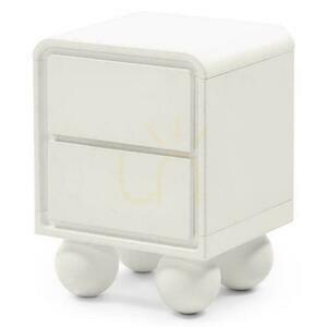 NORI Nightstand alb cu picioare rotunde small 0