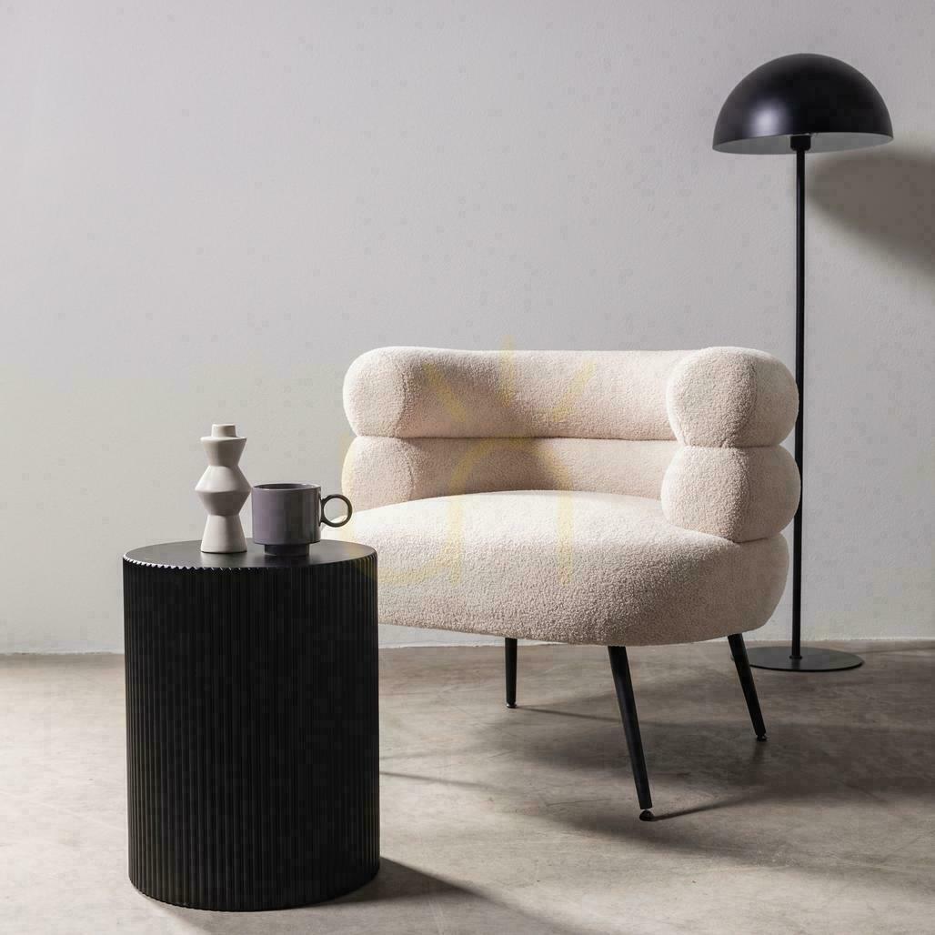 previzualizare RYU masă laterală 35 cm, negru cu caneluri RYU masă laterală 35 cm, negru cu caneluri