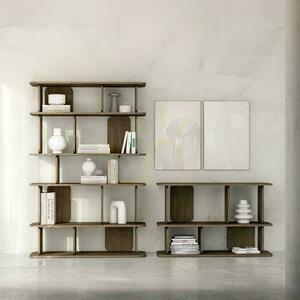 Bibliotecă deschisă SALA, 6 niveluri, nuc, 120 × 40 × 178 cm, Nova Nook small 2