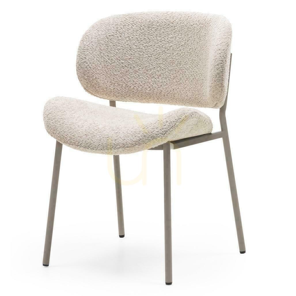 Set of 2 Upholstered Chairs SUKRA Beige Boucle