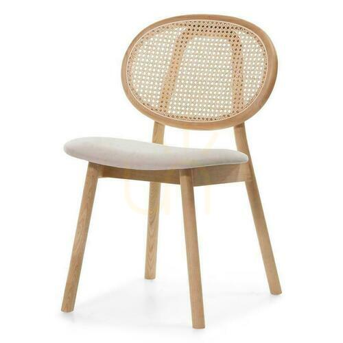 Verifica Set de 2 scaune din lemn SUMBA catifea maro cu spătar din rattan în Vienna Binding