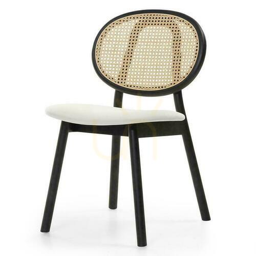 Verifica Set de 2 scaune din lemn SUMBA Negru, catifea cu spătar din rattan în Vienna Binding