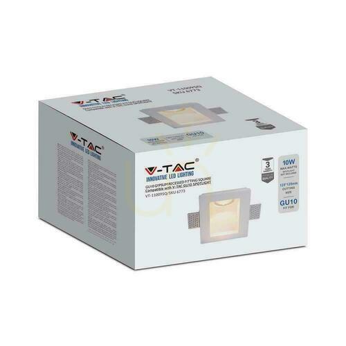 Verifica V-TAC GU10 corp de iluminat pentru tencuială de perete pătrat 120x120 VT-11009 3 ani garanție