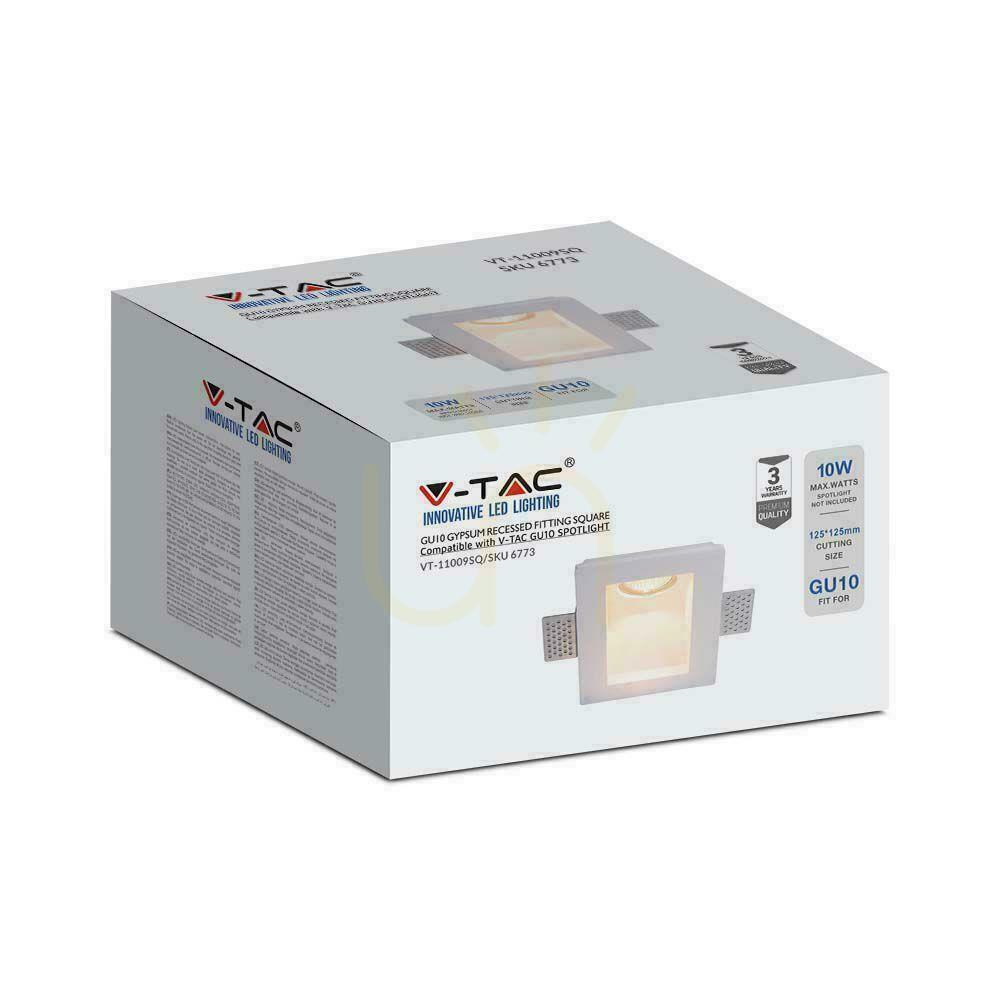 Vedere V-TAC GU10 corp de iluminat pentru tencuială de perete pătrat 120x120 VT-11009 3 ani garanție V-TAC GU10 corp de iluminat pentru tencuială de perete pătrat 120x120 VT-11009 3 ani garanție