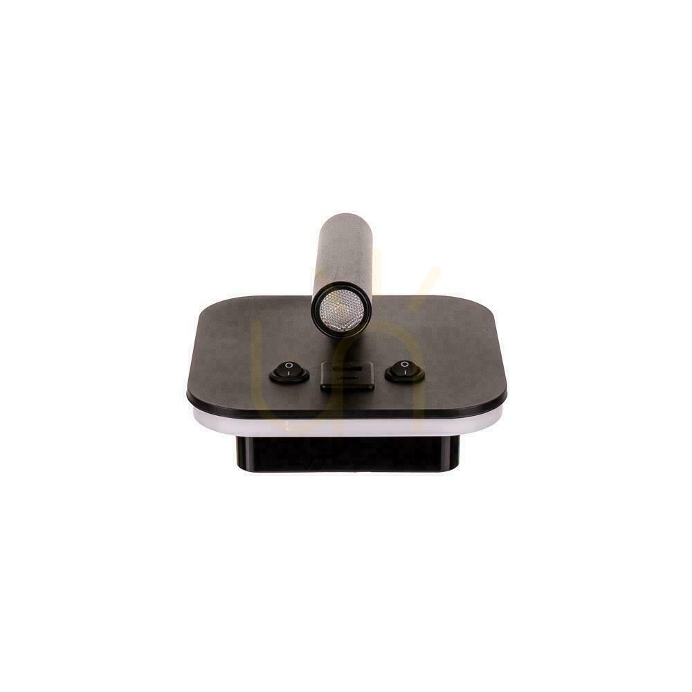 previzualizare Corp de iluminat LED V-TAC 8W COB CREE lampă de perete negru hotel pat USB + USB C comutator VT-80068-B 3000K 830lm 2 ani garanție Corp de iluminat LED V-TAC 8W COB CREE lampă de perete negru hotel pat USB + USB C comutator VT-80068-B 3000K 830lm 2 ani garanție
