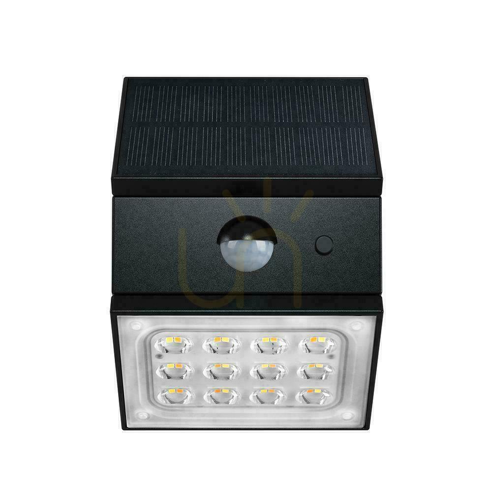 Vedere V-TAC 2.5W CCT solar perete perete lampă senzor de mișcare negru VT-11025CCT-B 3000K-4000K-6000K 300lm V-TAC 2.5W CCT solar perete perete lampă senzor de mișcare negru VT-11025CCT-B 3000K-4000K-6000K 300lm