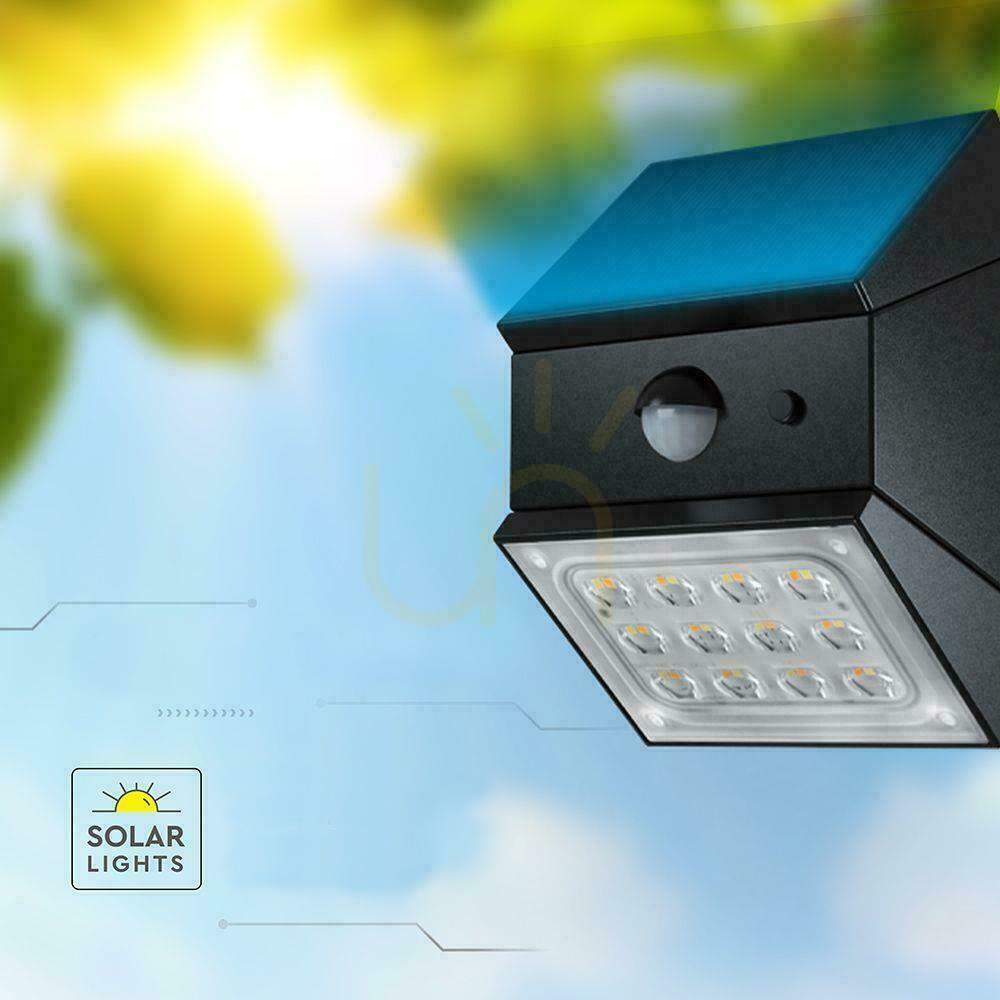 Vedere V-TAC 2.5W CCT solar perete perete lampă senzor de mișcare negru VT-11025CCT-B 3000K-4000K-6000K 300lm V-TAC 2.5W CCT solar perete perete lampă senzor de mișcare negru VT-11025CCT-B 3000K-4000K-6000K 300lm
