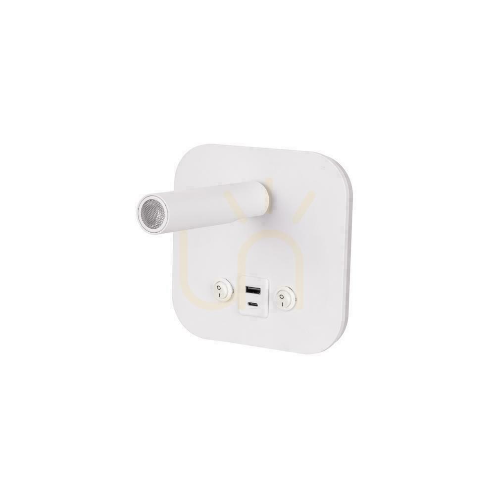 Afişa LED corp de iluminat V-TAC 8W COB CREE lampă de perete alb hotel pat USB + USB C comutator VT-80068-W 3000K 830lm 2 ani garanție LED corp de iluminat V-TAC 8W COB CREE lampă de perete alb hotel pat USB + USB C comutator VT-80068-W 3000K 830lm 2 ani garanție