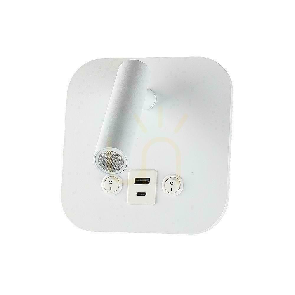 Verifica LED corp de iluminat V-TAC 8W COB CREE lampă de perete alb hotel pat USB + USB C comutator VT-80068-W 3000K 830lm 2 ani garanție LED corp de iluminat V-TAC 8W COB CREE lampă de perete alb hotel pat USB + USB C comutator VT-80068-W 3000K 830lm 2 ani garanție