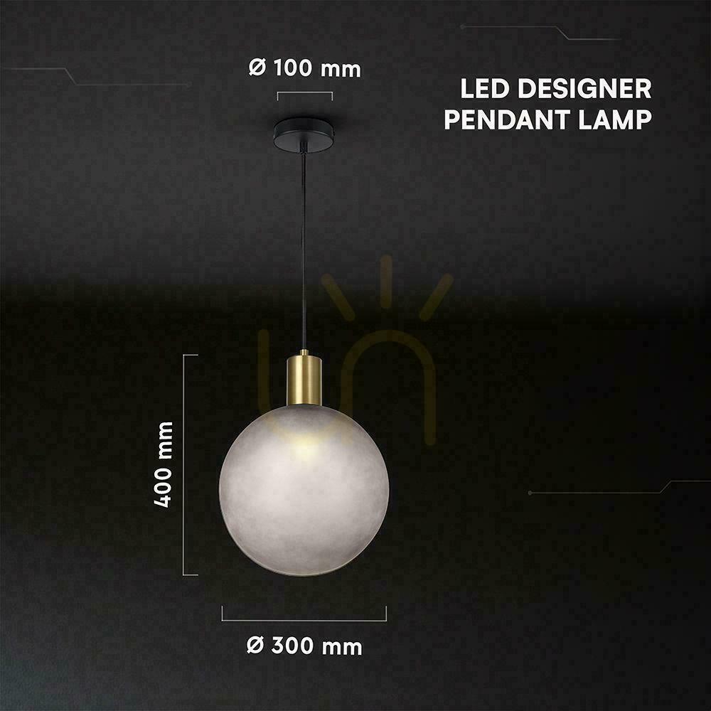Afişa V-TAC E27 corp de iluminat suspendat 300x400mm sferă sticlă fumurie, aur vechi VT-89025 V-TAC E27 corp de iluminat suspendat 300x400mm sferă sticlă fumurie, aur vechi VT-89025