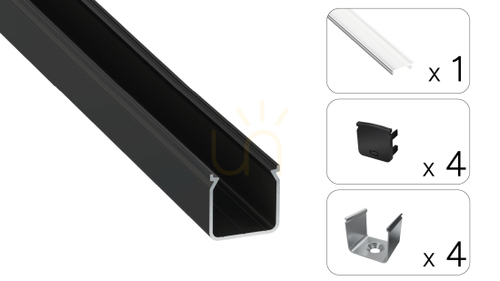 Verifica Set profil LED TEKKNI HELSE 3 m, negru, difuzor transparent