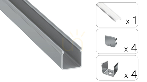 Verifica Set profil LED TEKKNI HELSE, argintiu, capac difuzor transparent 3 m