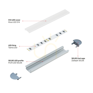 Set profil LED încastrat TEKKNI SELDE 3 m, argintiu, difuzor mat S14 small 8