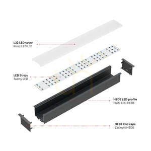 Set profil LED încastrat TEKKNI HEDE, negru, difuzor opal 2,02 m small 7