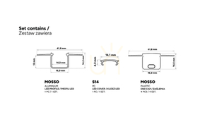 TEKKNI MOSSO set negru, abajur lăptos 3 m small 2